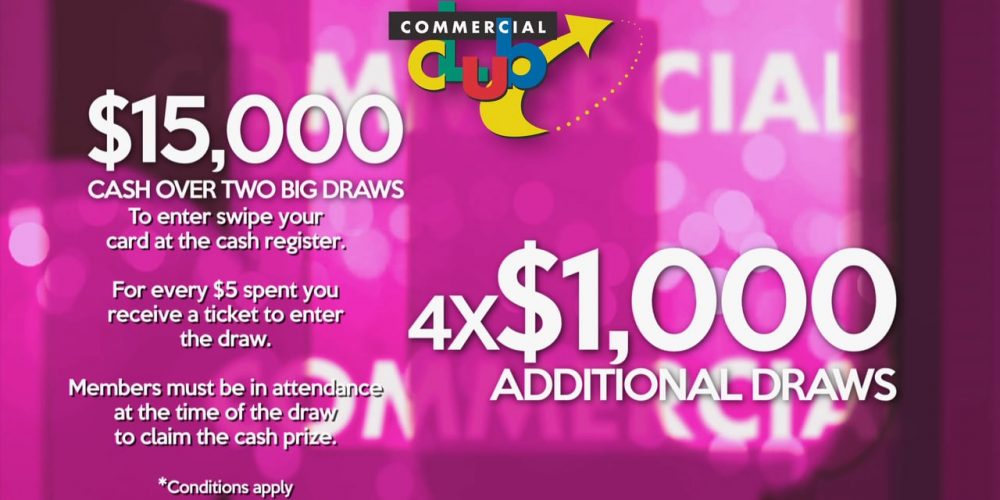 $15,000 Cash Draw at the Commercial Club Albury – Saturday, August 13th 2016 7.00pm