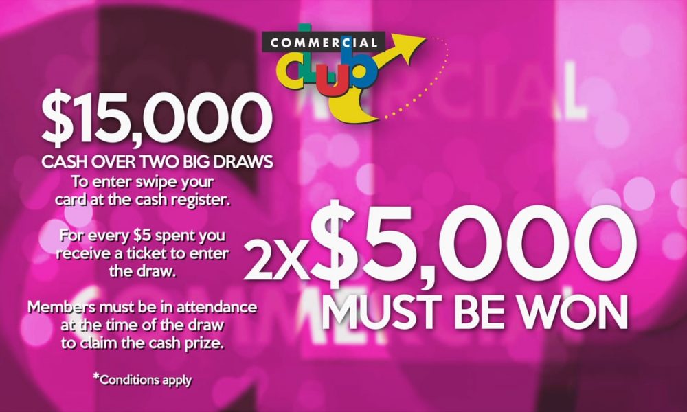 $15,000 Cash Draw at the Commercial Club Albury – Saturday, September 10th 2016 7.00pm