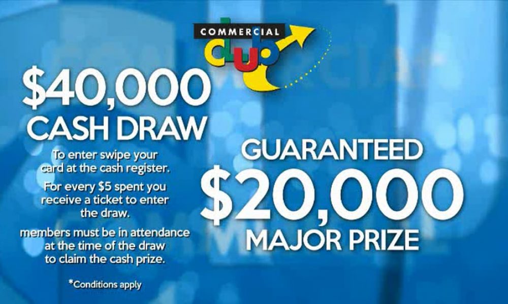 $40,000 Cash Draw at The Commercial Club September, 24th 2016 at 7pm